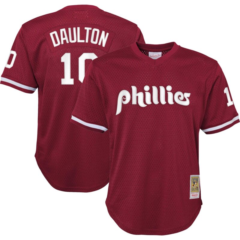 Darren Daulton Philadelphia Phillies Mitchell & Ness Youth Cooperstown Collection?Mesh Batting Practice Jersey - Burgundy