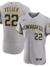 Christian Yelich Milwaukee Brewers Nike Road Authentic Player Logo Jersey - Gray