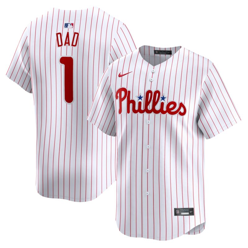 Philadelphia Phillies Nike #1 Dad Home Limited Jersey - White