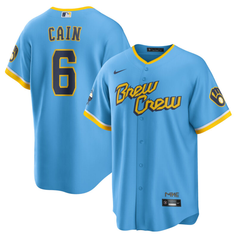 Lorenzo Cain Milwaukee Brewers Nike City Connect Replica Player Jersey - Powder Blue