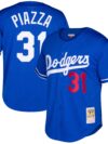 Mike Piazza Los Angeles Dodgers Mitchell & Ness Cooperstown Collection Mesh Batting Practice Button-Up Jersey - Royal