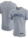 Kansas City Royals Nike Road Vapor Premier Elite Patch Jersey - Gray