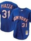 Mike Piazza New York Mets Mitchell & Ness Cooperstown Collection Mesh Batting Practice Button-Up Jersey - Royal