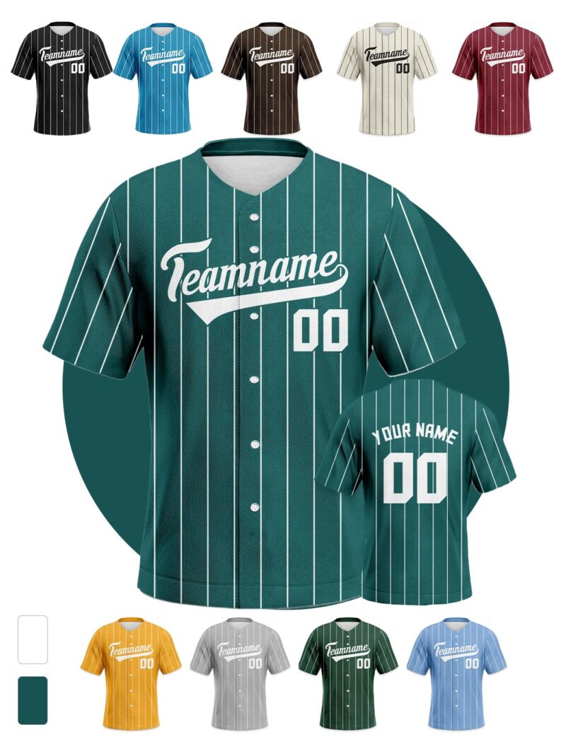 Classic Baseball Stripe Men's Custom Baseball Jerseys - Custom Name & Number (Multi-Color Options)