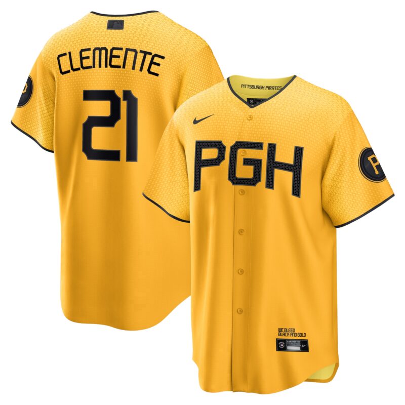 Roberto Clemente Pittsburgh Pirates Nike City Connect Replica Player Jersey - Gold