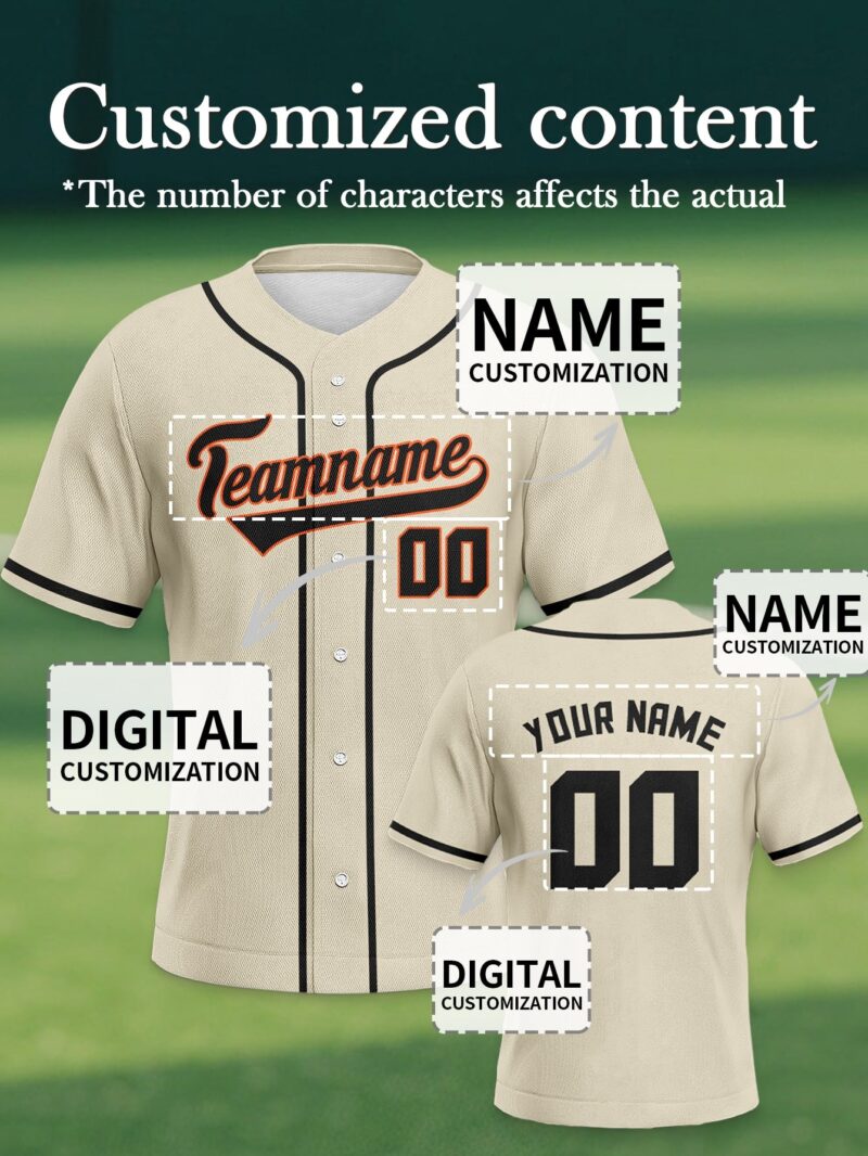 Cream & Black Solid Jersey - San Francisco Giants Inspired Custom Name & Number