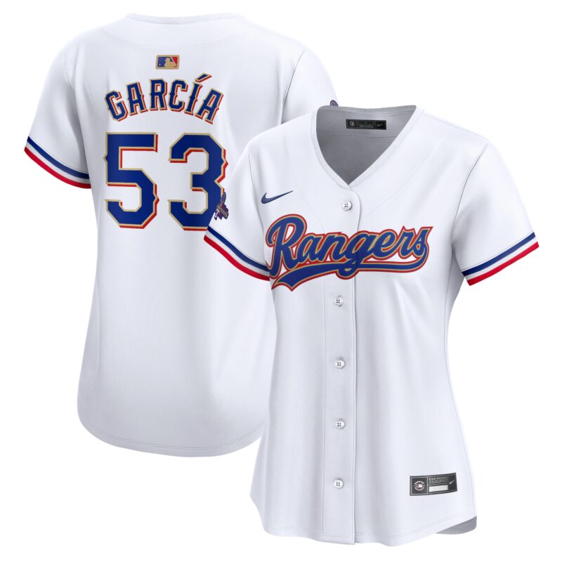 Adolis Garcia Texas Rangers Nike Women's 2024 Gold Collection Limited Player Jersey?? White