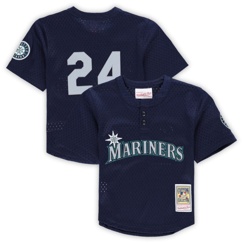 Ken Griffey Jr. Seattle Mariners Mitchell & Ness Toddler Cooperstown Collection?Mesh Batting Practice Jersey - Navy