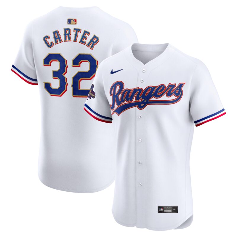 Evan Carter Texas Rangers Nike 2024 Gold Collection Elite Player Jersey?? White