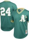 Rickey Henderson Oakland Athletics Mitchell & Ness Cooperstown Collection Big & Tall Mesh Batting Practice Jersey - Green