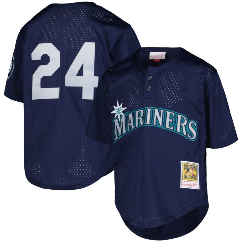 Ken Griffey Jr. Seattle Mariners Mitchell & Ness Youth Cooperstown Collection?Mesh Batting Practice Jersey - Navy
