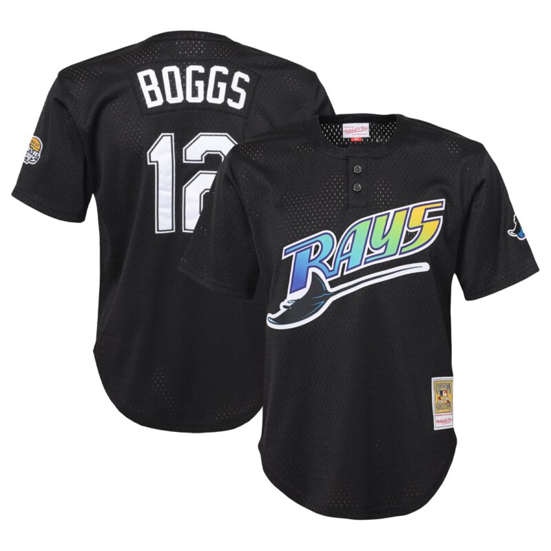 Wade Boggs Tampa Bay Rays Mitchell & Ness Youth Cooperstown Collection?Mesh Batting Practice Jersey - Black