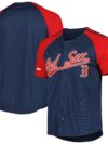 Boston Red Sox Stitches Button-Down Raglan Fashion Jersey - Navy