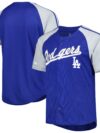 Los Angeles Dodgers Stitches Button-Down Raglan Fashion Jersey - Royal