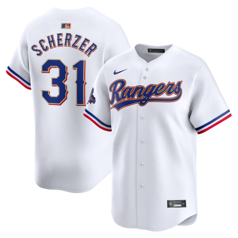 Max Scherzer Texas Rangers Nike 2024 Gold Collection Limited Player Jersey?? White