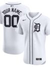 Detroit Tigers Nike Home Elite Custom Patch Jersey - White