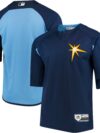 Tampa Bay Rays Majestic Authentic Collection On-Field 3/4-Sleeve Batting Practice Jersey - Navy/Light Blue