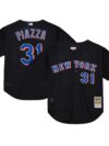 Mike Piazza New York Mets Mitchell & Ness Cooperstown Collection 2000 Batting Practice Jersey - Black