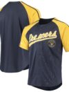 Milwaukee Brewers Stitches Button-Down Raglan Replica Jersey - Navy