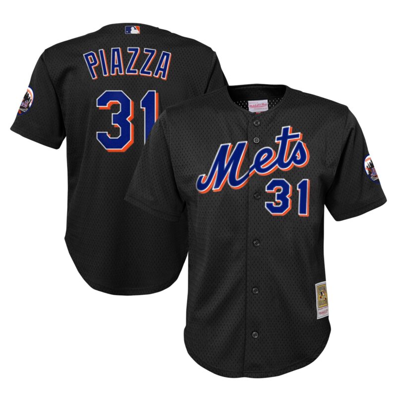 Mike Piazza New York Mets Mitchell & Ness Youth Cooperstown Collection?Mesh Batting Practice Jersey - Black