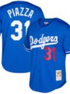 Mike Piazza Los Angeles Dodgers Mitchell & Ness Big & Tall Cooperstown Collection Mesh Button-Up Jersey- Royal