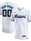Miami Marlins Nike Home Elite Custom Patch Jersey - White