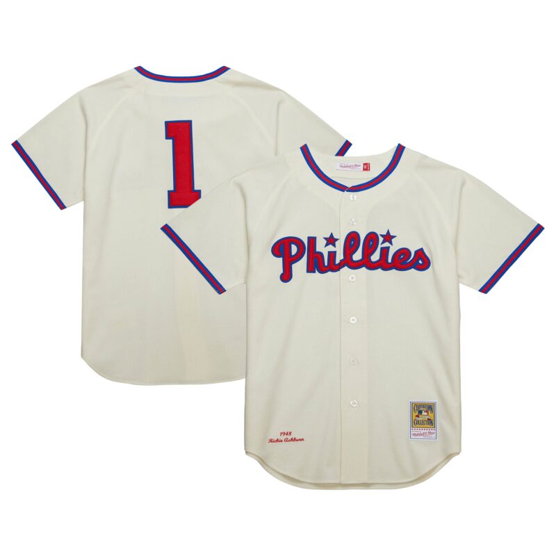 Richie Ashburn Philadelphia Phillies Mitchell & Ness Cooperstown Collection 1948 Authentic Jersey - Cream