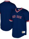 Boston Red Sox Mitchell & Ness Big & Tall Cooperstown Collection Mesh Wordmark V-Neck Jersey - Navy