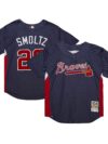 John Smoltz Atlanta Braves Mitchell & Ness Cooperstown Collection Mesh Batting Practice Jersey - Navy