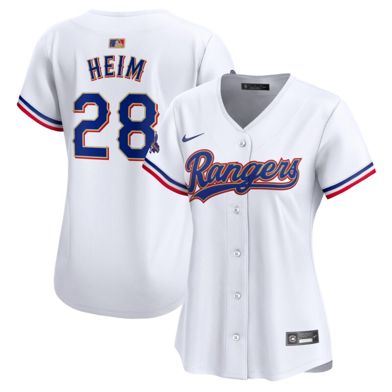 Jonah Heim Texas Rangers Nike Women's 2024 Gold Collection Limited Player Jersey?? White