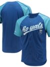 Kansas City Royals Stitches Button-Down Raglan Replica Jersey - Royal