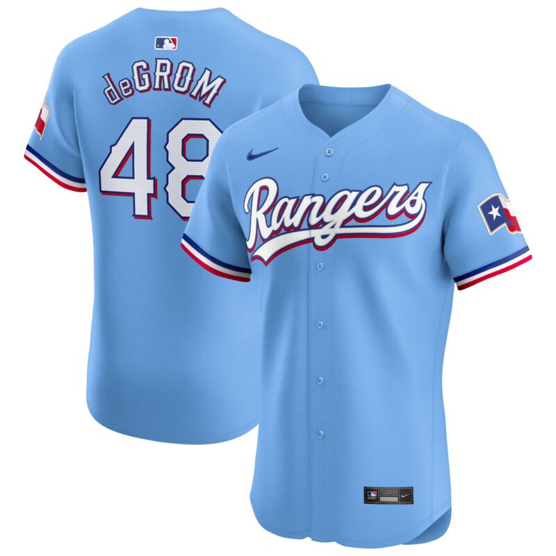 Jacob deGrom Texas Rangers Nike Alternate Elite Player Jersey - Light Blue