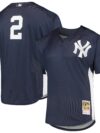 Derek Jeter New York Yankees Mitchell & Ness Cooperstown Collection Mesh Batting Practice Button-Up Jersey - Navy