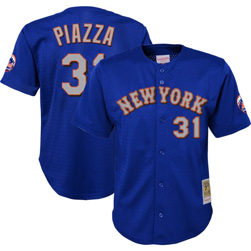 Mike Piazza New York Mets Mitchell & Ness Youth Cooperstown Collection?Mesh Batting Practice Jersey - Royal