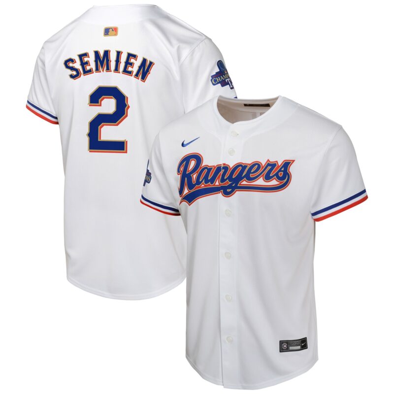 Marcus Semien Texas Rangers Nike Youth 2024 Gold Collection Limited Player Jersey?? White