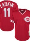 Barry Larkin Cincinnati Reds Mitchell & Ness Cooperstown Collection Mesh Batting Practice Button-Up Jersey - Red
