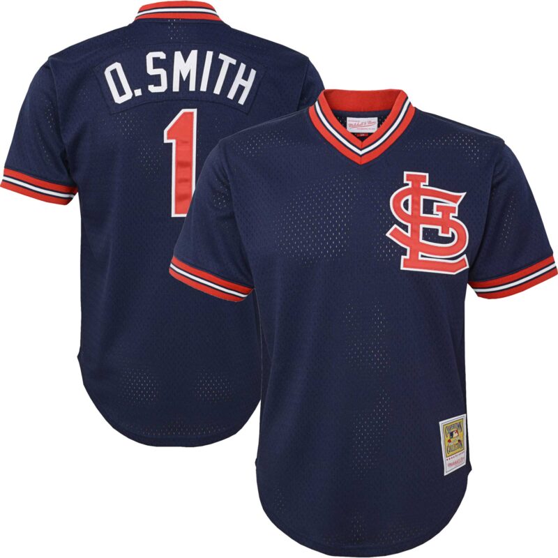 Ozzie Smith St. Louis Cardinals Mitchell & Ness Youth Cooperstown Collection?Mesh Batting Practice Jersey - Navy