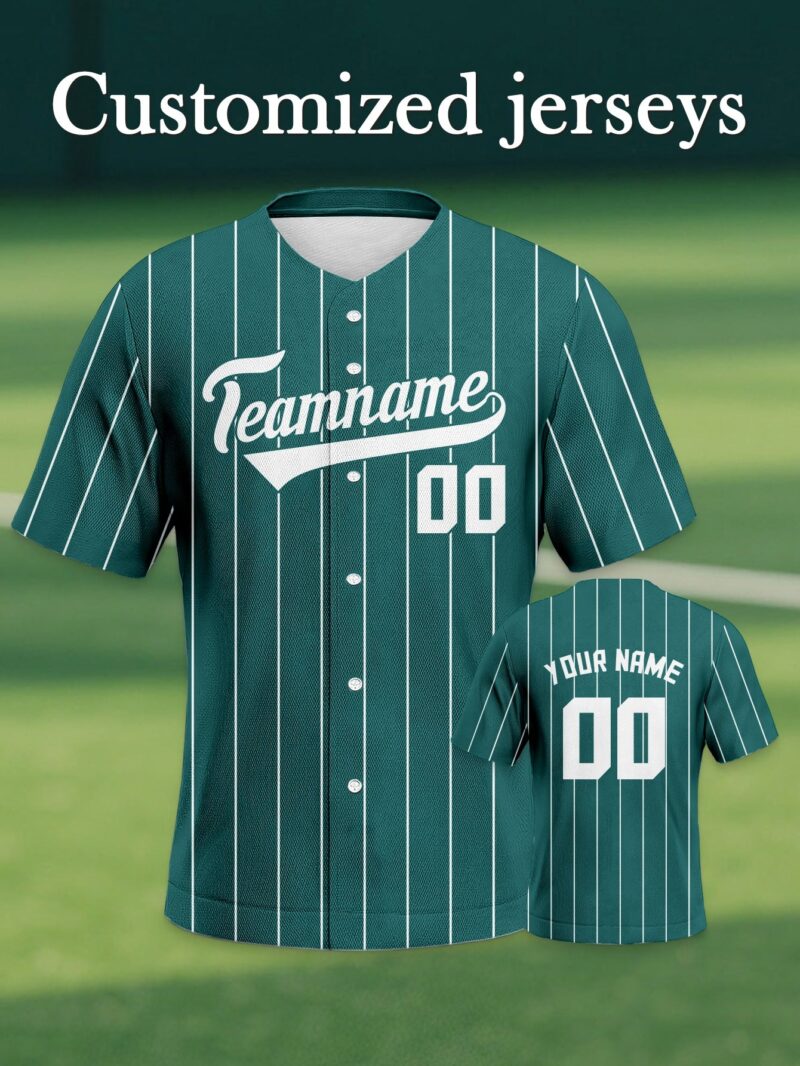 Aqua Pinstripe Summer Uniform - Customized Player Name/Number