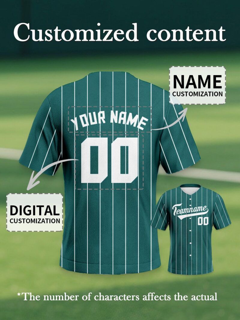 Aqua Pinstripe Summer Uniform - Customized Player Name/Number - Image 6