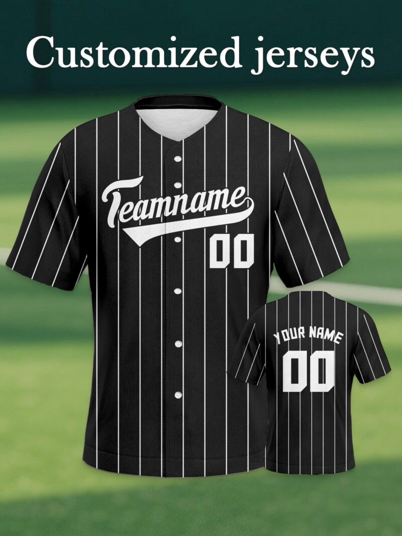 Black Pinstripe Modern Jersey - Sleek Name & Number Option