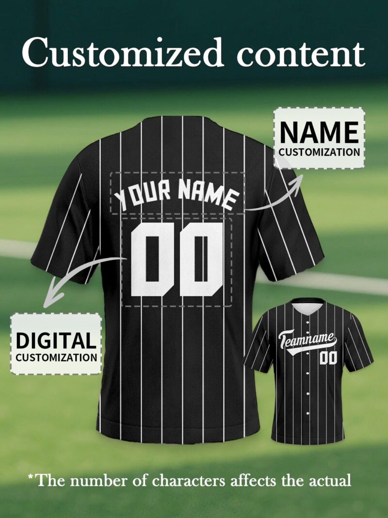 Black Pinstripe Modern Jersey - Sleek Name & Number Option - Image 6