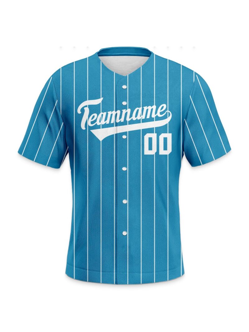Blue Pinstripe Baseball Jersey - Personalized Name & Number - Image 4