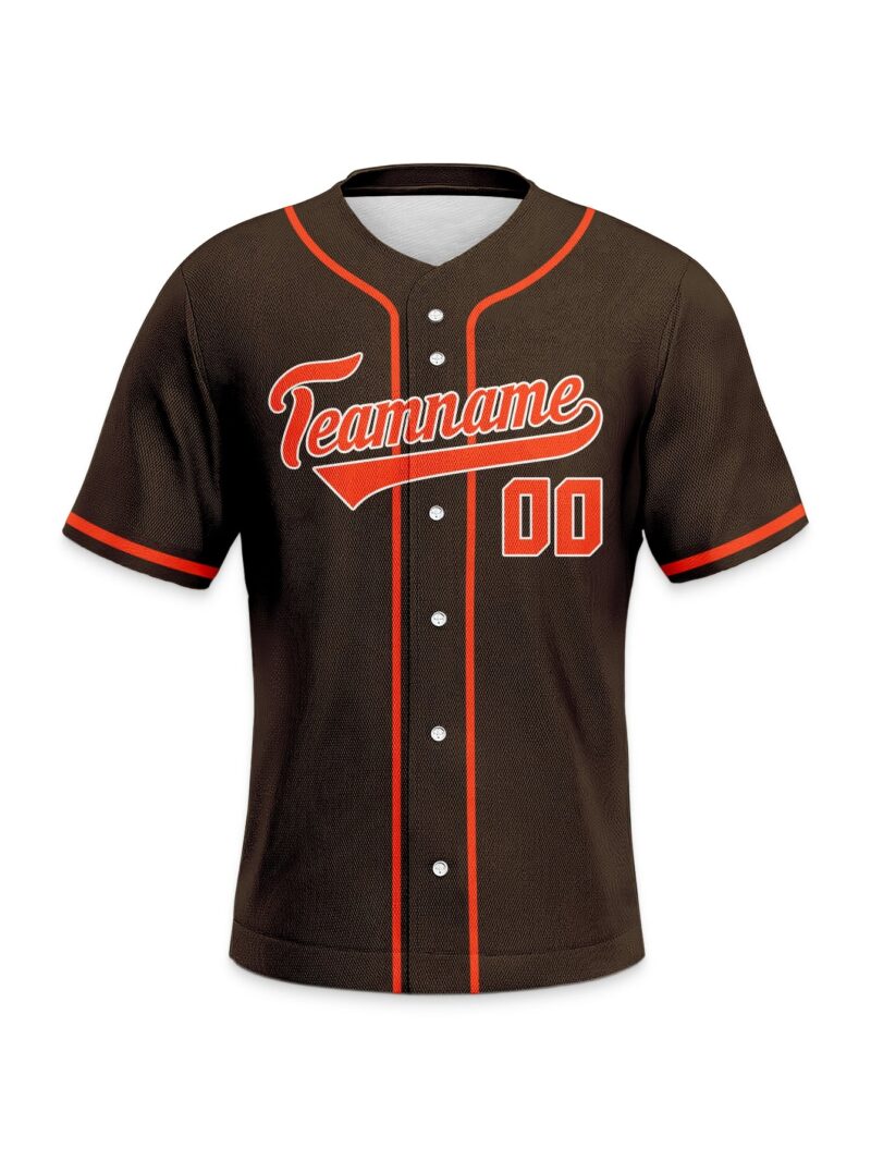 Brown & Orange Pure Color Baseball Jersey - Cleveland Browns Inspired Design - Image 4