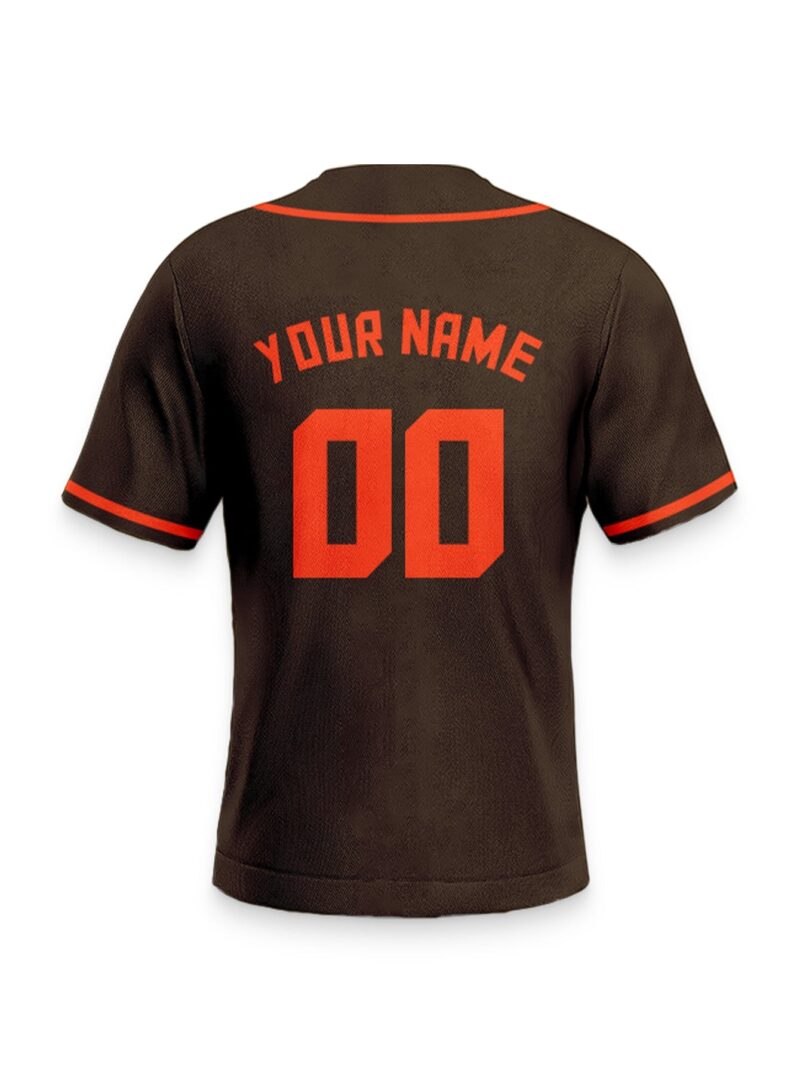 Brown & Orange Pure Color Baseball Jersey - Cleveland Browns Inspired Design - Image 5