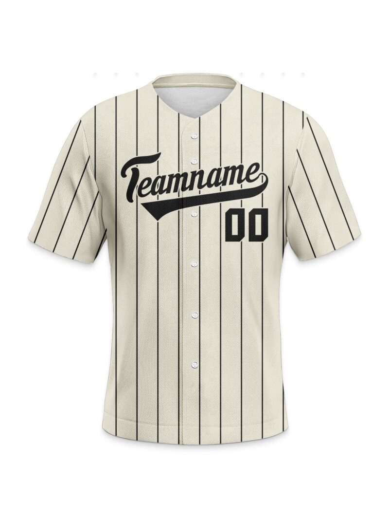 Cream Pinstripe -Style Uniform - Add Your Name & Player Number - Image 4