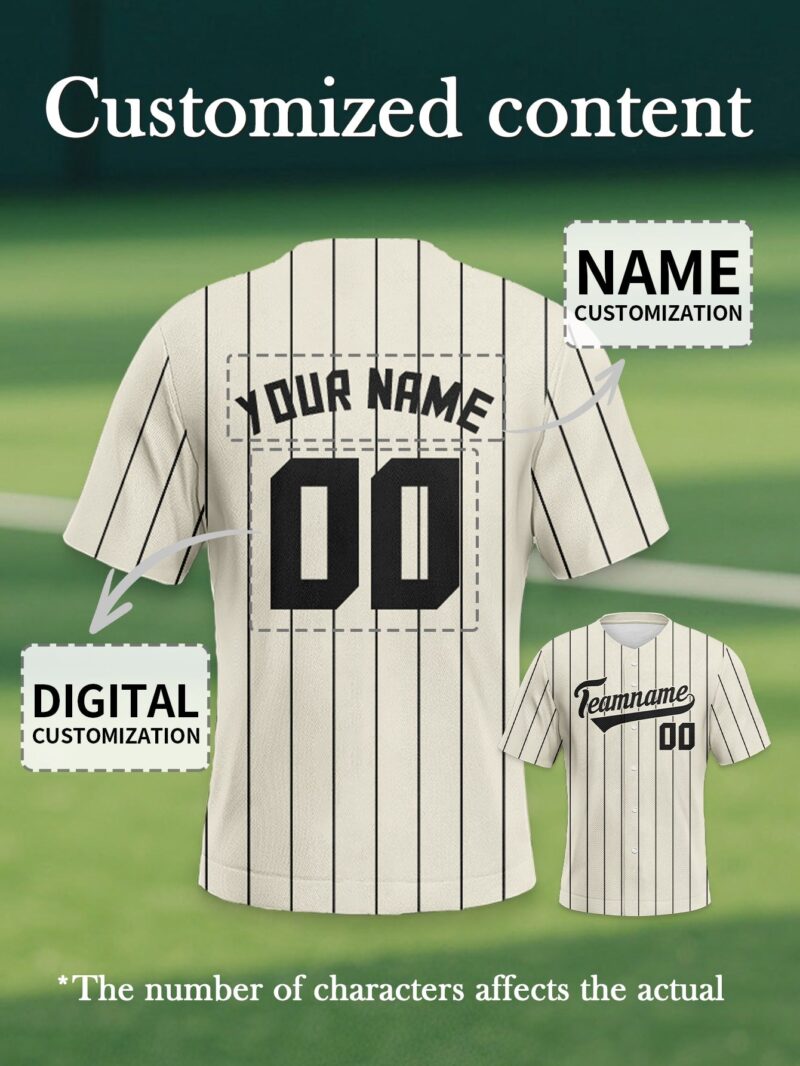 Cream Pinstripe -Style Uniform - Add Your Name & Player Number - Image 6